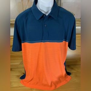 UNDER ARMOUR Loose HeatGear Mens XL Blue Teal Orange Golf Polo Shirt Bears Best